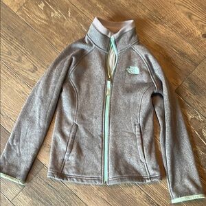 The North Face Heather Gray Jacket with Mint Details